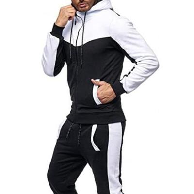 China New men's contrast color outdoor sports sweatshirt anti-shrink with zipper pullover hoodie suit for sale