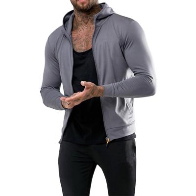 China Custom Mens Anti Shrink Zip Up Gym Fit Muscle Hoodies High Neck Blank Hoodies Thick Hoodies for sale