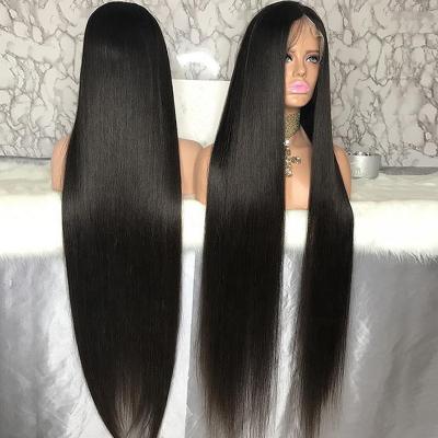 China Free Sample Hd Free Sample Cambodian Virgin Remy Human Hair Wave Lace Wig Swiss Silky Straight Long Full Lace Frontal Wig for sale