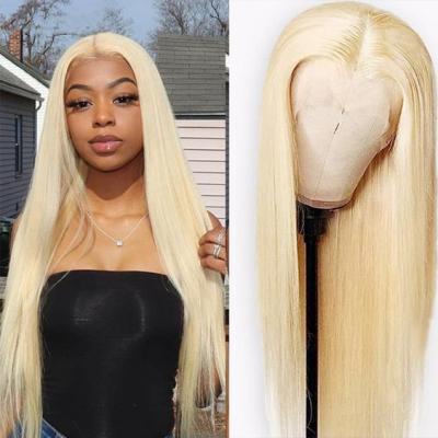 China Silky Straight Virgin Remy Wig Lace Front Color Human Hair Wigs Blonde 613 for sale