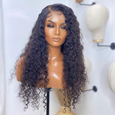 China Body Wave Indian Virgin Hair Water Wave Lace Front Wigs, 10A Glueless Hd Lacetranspare Human Hair Frontal Wig With Baby Hair for sale