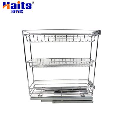 China 2021 Viable New Style Kitchen Cutlery Tray Two Tier Fruit Basket Kitchen Storage Basket Pull Out Basket Organizer for sale