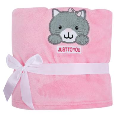 China Disposable Warm Factory Supply 100% Polyester Custom Baby Fleece Blanket Embroidered for sale