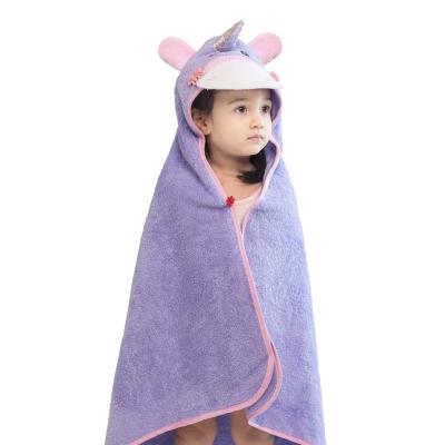 China PORTABLE Soft Warm Baby Hooded Towel With Unicorn Design Baby Hooded Bath Towel for sale