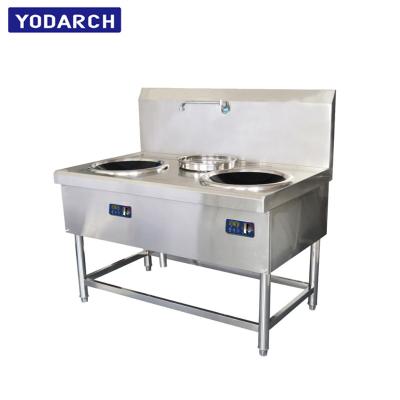 China Hotel Heavy Duty Double Freestanding 380V 8000W Induction Wok Twin Cooker Cooketop with Commercial 2 Burner Use for sale