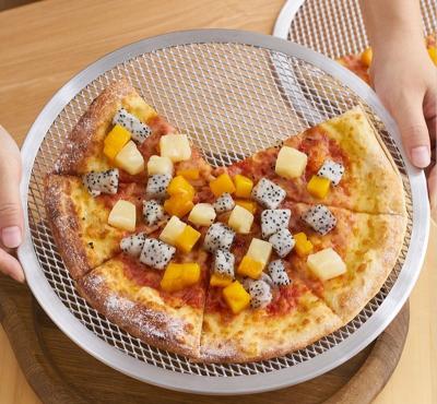 China 10 Inch Workable Wholesale Perforated Pizza Pan Aluminum Tray Mesh Screen, Kitchen Pizza Tool for sale