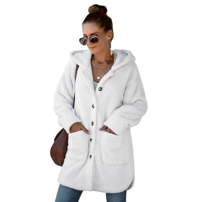 China Other Fashion Solid Color Winter Women's Mid Length Coats Coat 2021 Women's Winter Hooded Padded Tops for sale