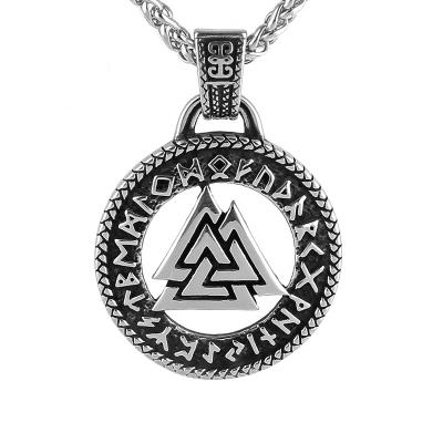 China Viking Jewelrox Viking Jewelry Stainless Viking Rune Valknut Necklace Viking Necklace in steel for sale