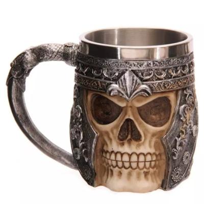 China Viking Skull Jewelrox Vikings Skull Stainless Steel Resin Beer Mug for sale