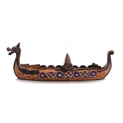 China Long Viking Ship Censer Resin Crafts Jewelrox Viking Resin Crafts Viking Drekar Incense Holder Viking for sale