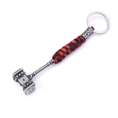 China Viking Steel Thor Mjolnir Key Chain Metal Key Chains Viking Design Handmade Paracord Stainless for sale