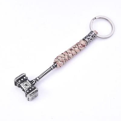 China Viking Steel Thor Mjolnir Key Chain Metal Key Chains Viking Design Handmade Paracord Stainless for sale