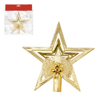 China Wholesale Christmas Tree Decoration Hollow Gold Star Three-Dimensional Christmas Tree Decoration for sale