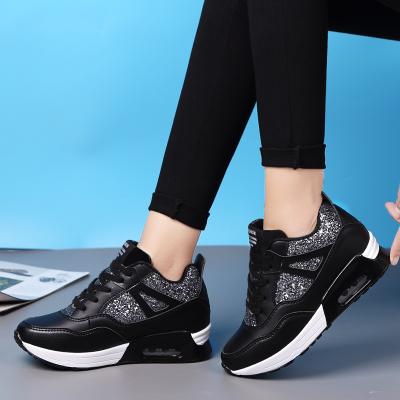 China New Spring 2021 Fashion Trend Size Women's Sneakers Lace-up Sequins Casual Shoes Growing Walking Shoes Breathable Walking Shoes for sale