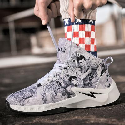 China PU mens basketball shoes 2021 fashion zapatillas hombre lightweight men graffiti basketball shoes mens shoes basketball sneakers for sale