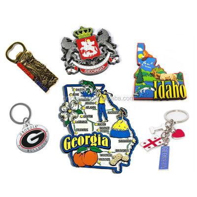 China Custom souvenir/promotion metal keychain logo fridge magnet cities bottle opener souvenir Georgia building for sale