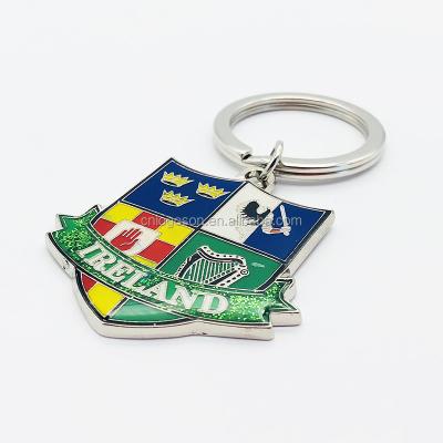 China Custom Fashional Design Ireland Souvenir Shield Enamel Metal Keychains for sale