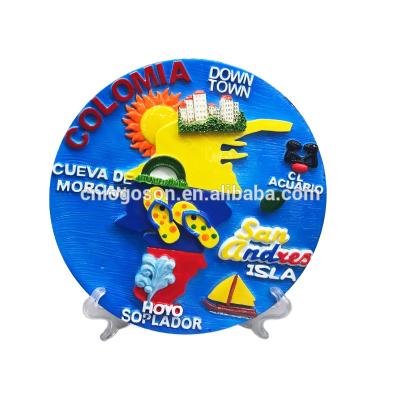 China Europe Colombia Souvenir Tourist Dish For Decoration Best Selling Resin Dish for sale