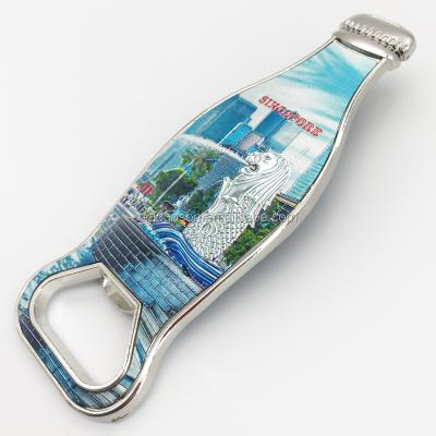 China Customized Flat Zinc Alloy Beer Bottle Opener Metal Beer Bottle Shape Magnetic Bottle Opener Magnet for sale