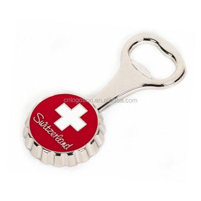 China Shape Switzerland Bottle Opener Enamel Switzerland Flag Bottle Opener Beer for sale