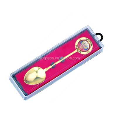 China Europe Moscow Russia Souvenirs Shiny Golden Custom Metal Souvenir Spoon for sale