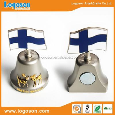 China Office Tourist Bells Europe Matt Finland Flag Souvenir Silver Finish Brass Dinner Bell for sale