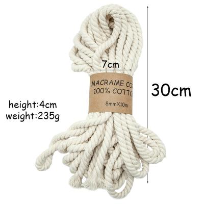 China Eco-Friend Natural Color 8mm Cotton Rope Macrame Rope 10m for sale