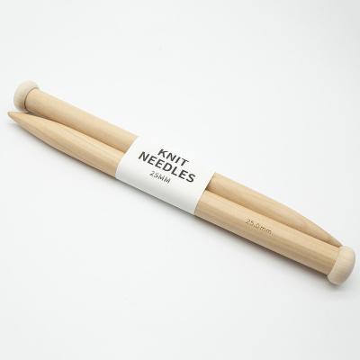 China Durable Jumbo Straight Wooden Knitting Needles 25mm for sale