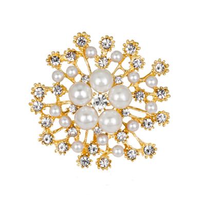 China Floral Rhinestone Crystal Pearl ALLOY Elegant Pearl Flower Brooch Pins & Brooches For Women Wedding Bridal Dress Jewelry for sale