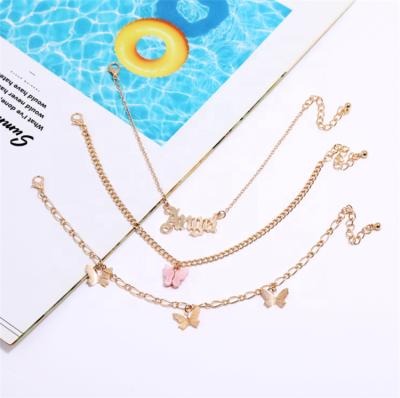 China BOHEMIA Three-Layer Butterfly Numbers Date Year Angel Pendant Bling Zodiac Anklet New Name for sale