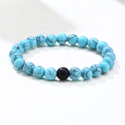 China Fashion Unisex Jewelry Wholesale Turquoise Howlite Stone Beads Stretch Bracelet for sale