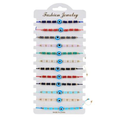 China 2021 Fashion Hotsale Link Chain Adjustable Colorful Beaded Oil Anklet Bracelet Drip Evil Eyes Beads Bracelet For Women Men Jewelry for sale