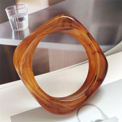 China Vintage European Marble Grain Big Colorful, American Exaggerated Acrylic Bangle Shaped French Wide Personalized Square Bangle for sale