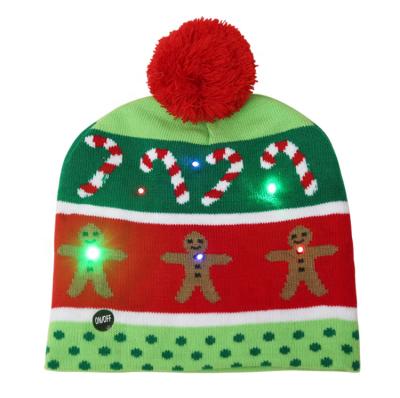 China COMMON Christmas party LED light knitted child warm and autumn and winter hat cap fashion adult hat for sale