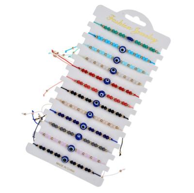 China Fashion Amazon Crystal Rice Beads Beaded Weaving Demon Eye Bracelet Set Glass Eye Bead Bracelet 12 Pieces for sale