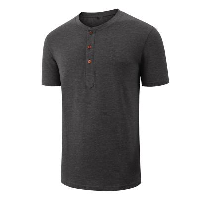 China Anti-Wrinkle Cotton Tee Shirt Fashion Casual Short Sleeve Henley FIT Button Closure T-Shirts For Men for sale