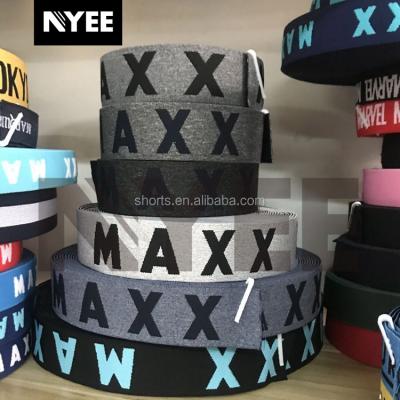 China Men Underwear Professional Jacquard Logo Webbing OEM Width Viable Custom Elastic Band For Shorts Or Boxer Briefs for sale