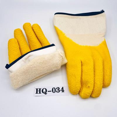 China Anti Static Yellow Latex Gloves Wrinkle Work Gloves Shear Inner Safety Gloves for sale