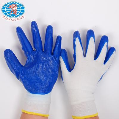 China Seamless Industry 13g Polyester / Nylon Liner Black Nitrile Coated Working Gloves for sale