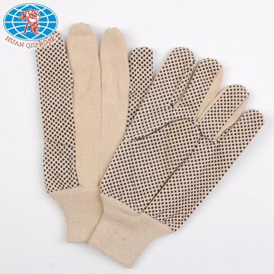 China Dotted Anti-Slip Cotton Canvas Garden Work Gloves With PVC Dots And Knit Cuff for sale