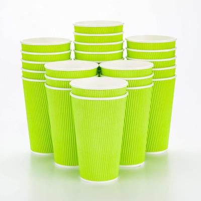 China Factory Wholesale Biodegradable Product Raw Material Insulated Compost Cup Protect Hands Ripple Wallpaper Cups for sale