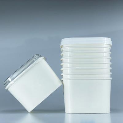 China Poplar Disposable Ice Cream Cup With Lid Rectangular Ice Cream Cup for sale