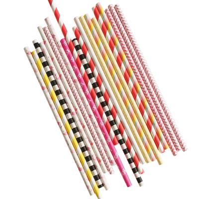 China Biodegradable Porcelain Customize Biodegradable Flexible Drinking Striped Paper Straws Eco Friendly for sale