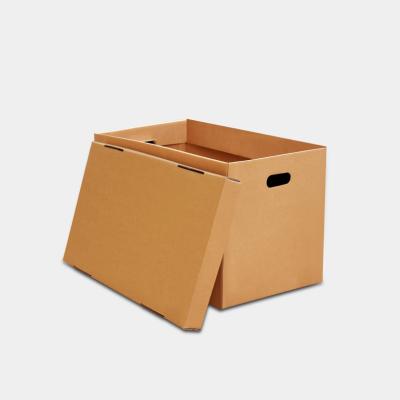 China Recyclable Corrugated Box Paper Office Foldable Household Banker Storage Box with Easy Carry Handles for sale