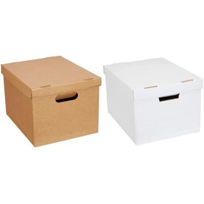 China Recyclable Foldable Corrugated Cardboard Paper Banker Archive Box Corrugated Storage Box With Lid for sale