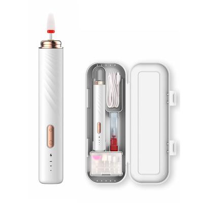 China New 2022 Stainless Steel Rechargeable Cordless Pen Design USB Electric Nail Polisher With Travel Storage Case Nail Drill 3 Levels Type-C USB for sale