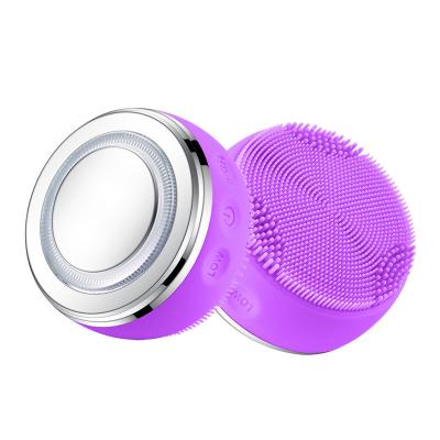 China Acne Treatment Beauty Skin Care Deep Cleansing Led Silicone Ultrasonic Face Cleanser for sale