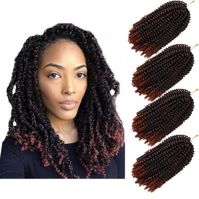 China Wholesale Spring Twist 8Inch Ombre Afro Spring Crochet Hair High Quality Natural Colored Wave Surf Spring Crochet Synthetic Fiber Hair for sale