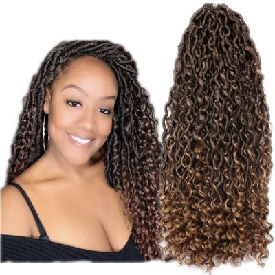 China River locs crochet free sample 24Inch Hot Ombre Hair Crochet Hair For 2022River Curl 30 Inch Curly Brown Faux Locs Crochet Braids River Goddess Locs for sale