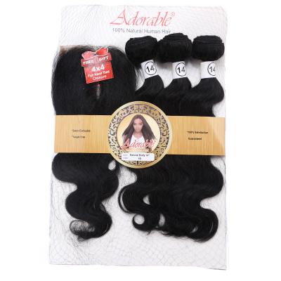 China Amir Cheap Price Best Quality Synthetic Fiber 4X4 T Part Lace Closure Body Wave With 3 Body Wave Bundles For One Wig for sale